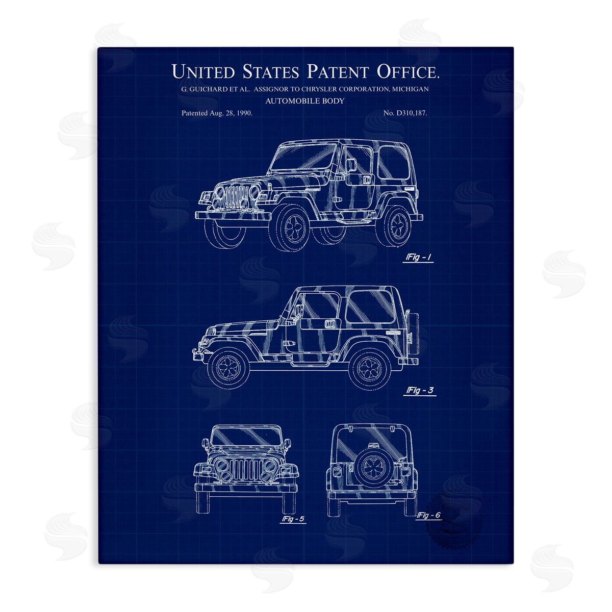 Automobile Body Blueprint Canvas Wall Art, Home Decor by Karl Hronek