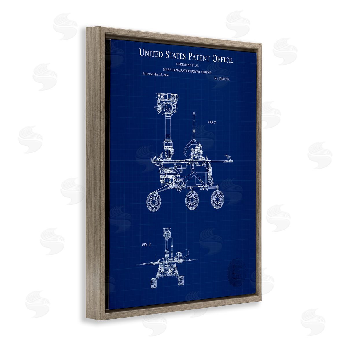 Mars Exploration Blueprint Brown Floating Frame Canvas Wall Art, Home Decor by Karl Hronek