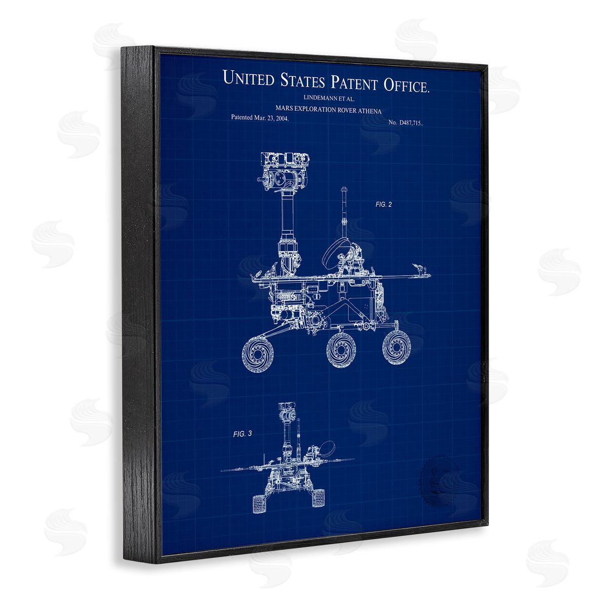 Mars Exploration Blueprint Black Frame Print Wall Art, Home Decor by Karl Hronek