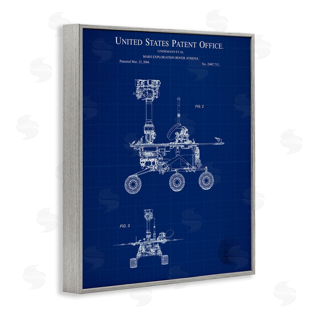 Mars Exploration Blueprint Grey Frame Print Wall Art, Home Decor by Karl Hronek