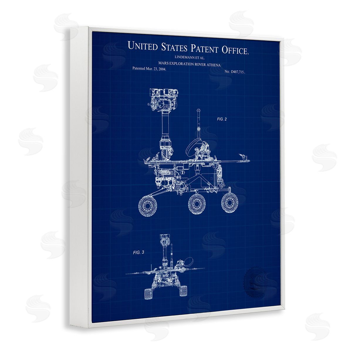 Mars Exploration Blueprint White Frame Print Wall Art, Home Decor by Karl Hronek