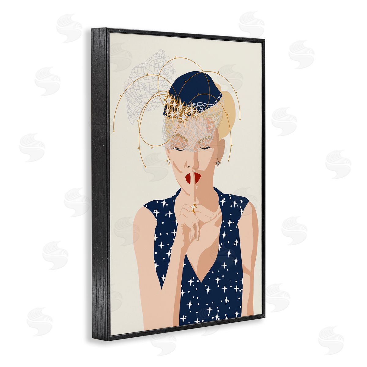 Chic Fashionista Portrait Black Frame Print Wall Art, Home Decor by Jen Bucheli