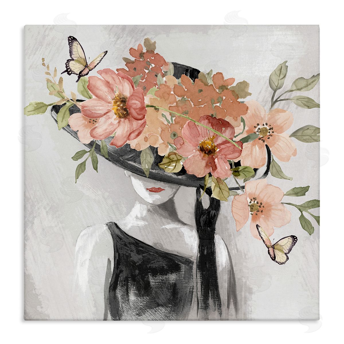 Nan Pink Floral Hat Canvas Wall Art Print