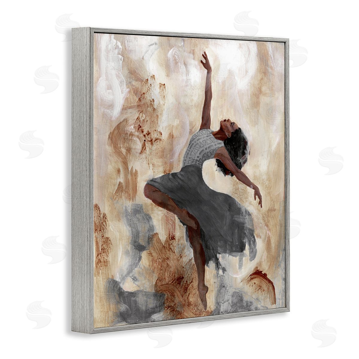 Rustic Dancing Woman Grey Frame Print Wall Art, Home Decor by Charity Henderson