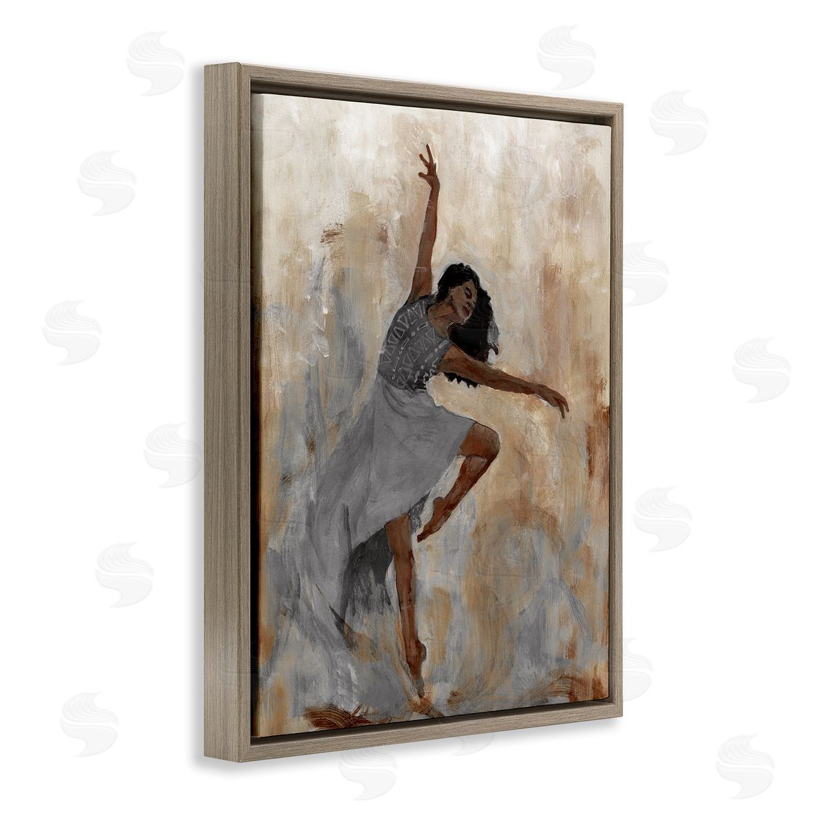 Flowing Dancer Woman Brown Floating Frame Canvas Wall Art, Home Decor by Charity Henderson
