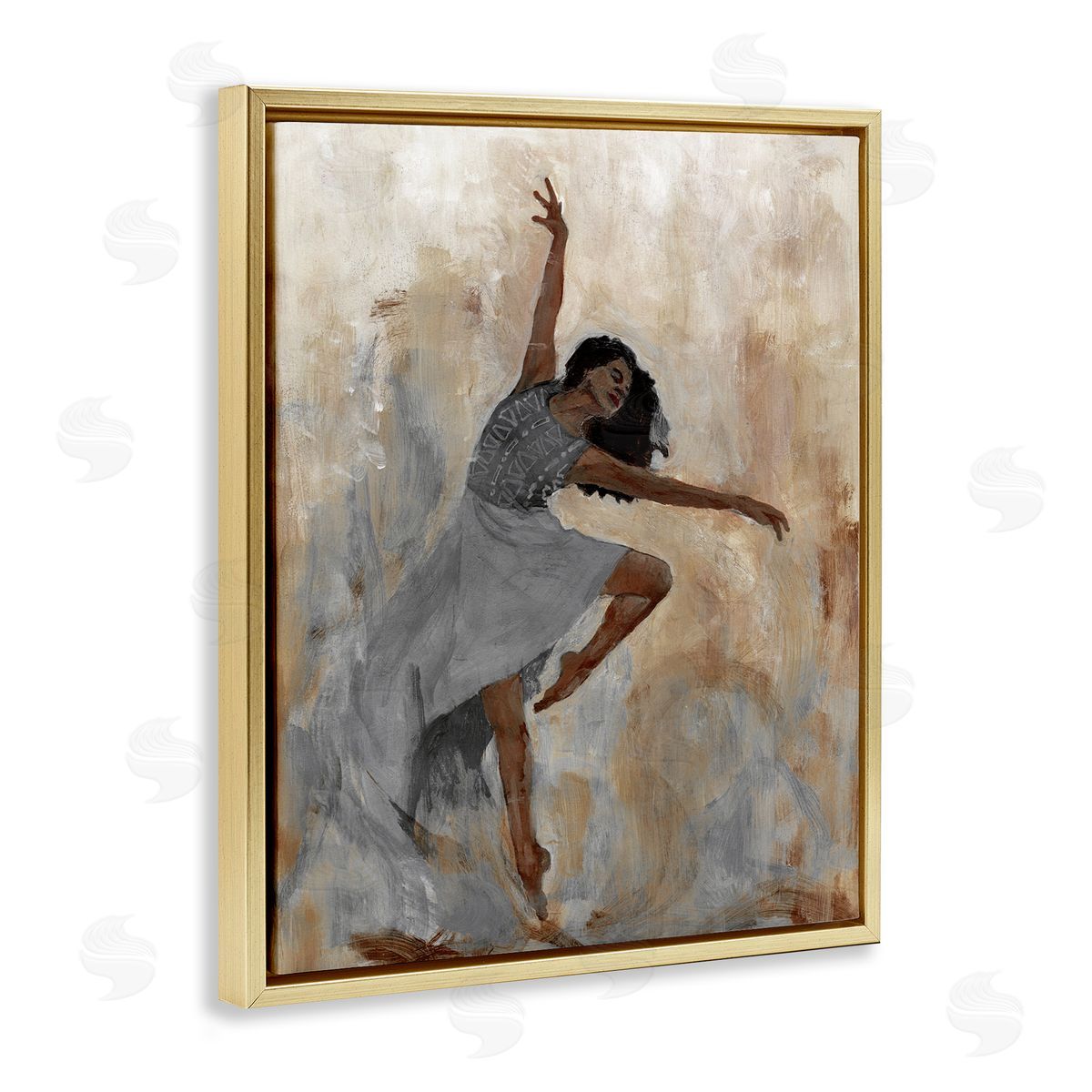Flowing Dancer Woman Gold Floating Frame Canvas Wall Art, Home Decor by Charity Henderson