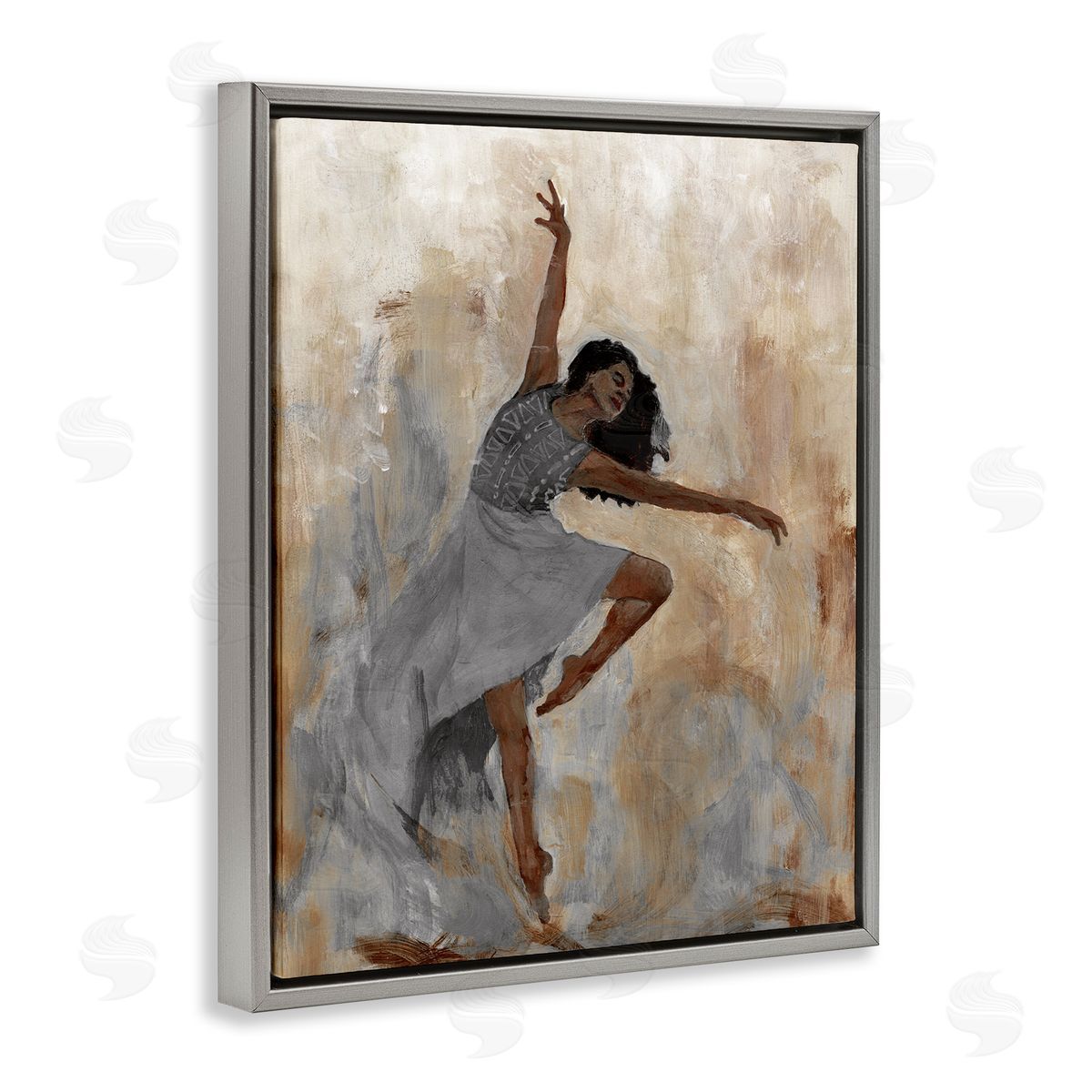 Flowing Dancer Woman Grey Floating Frame Canvas Wall Art, Home Decor by Charity Henderson