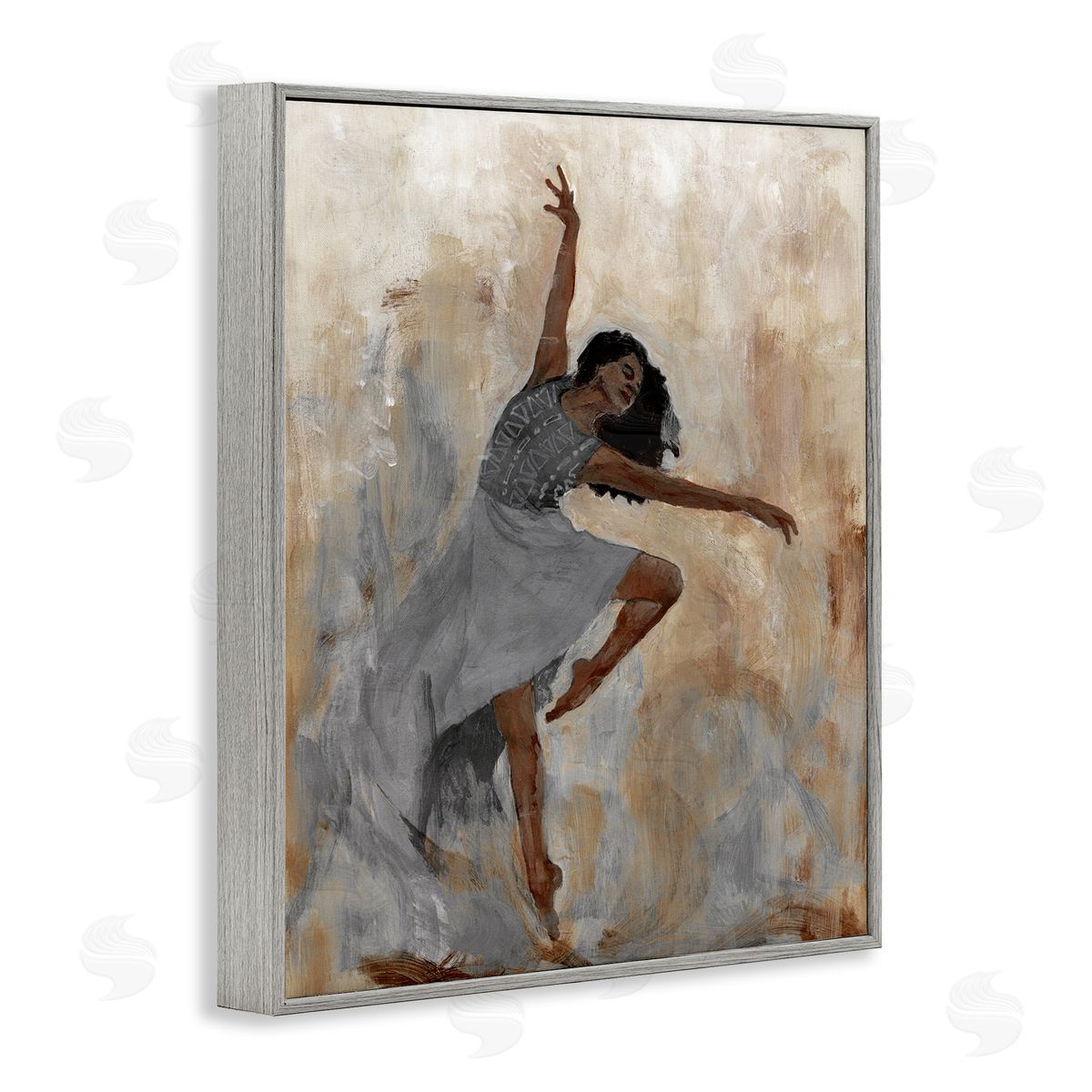 Flowing Dancer Woman Grey Frame Print Wall Art, Home Decor by Charity Henderson