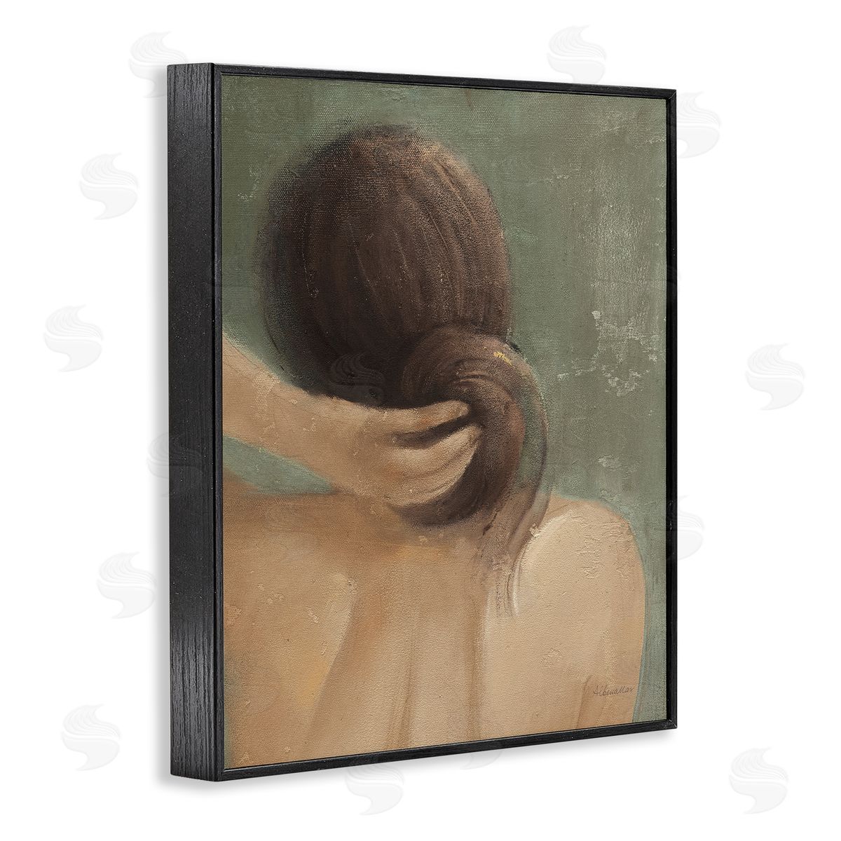 Classic Brunette Woman Black Frame Print Wall Art, Home Decor by Albena Hristova