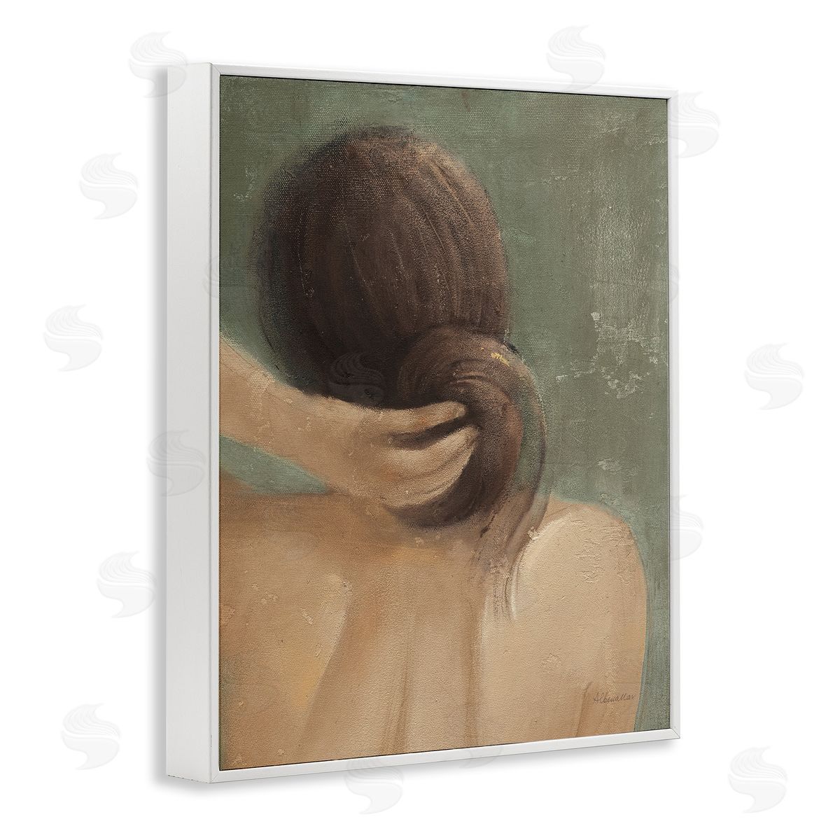 Classic Brunette Woman White Frame Print Wall Art, Home Decor by Albena Hristova
