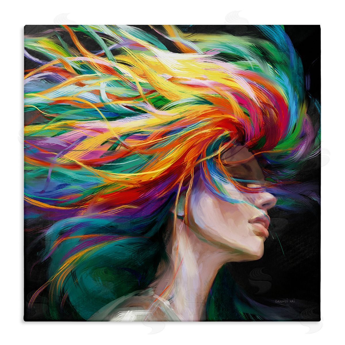 Danhui Nai Woman with Rainbow Hair Canvas Wall Art Print
