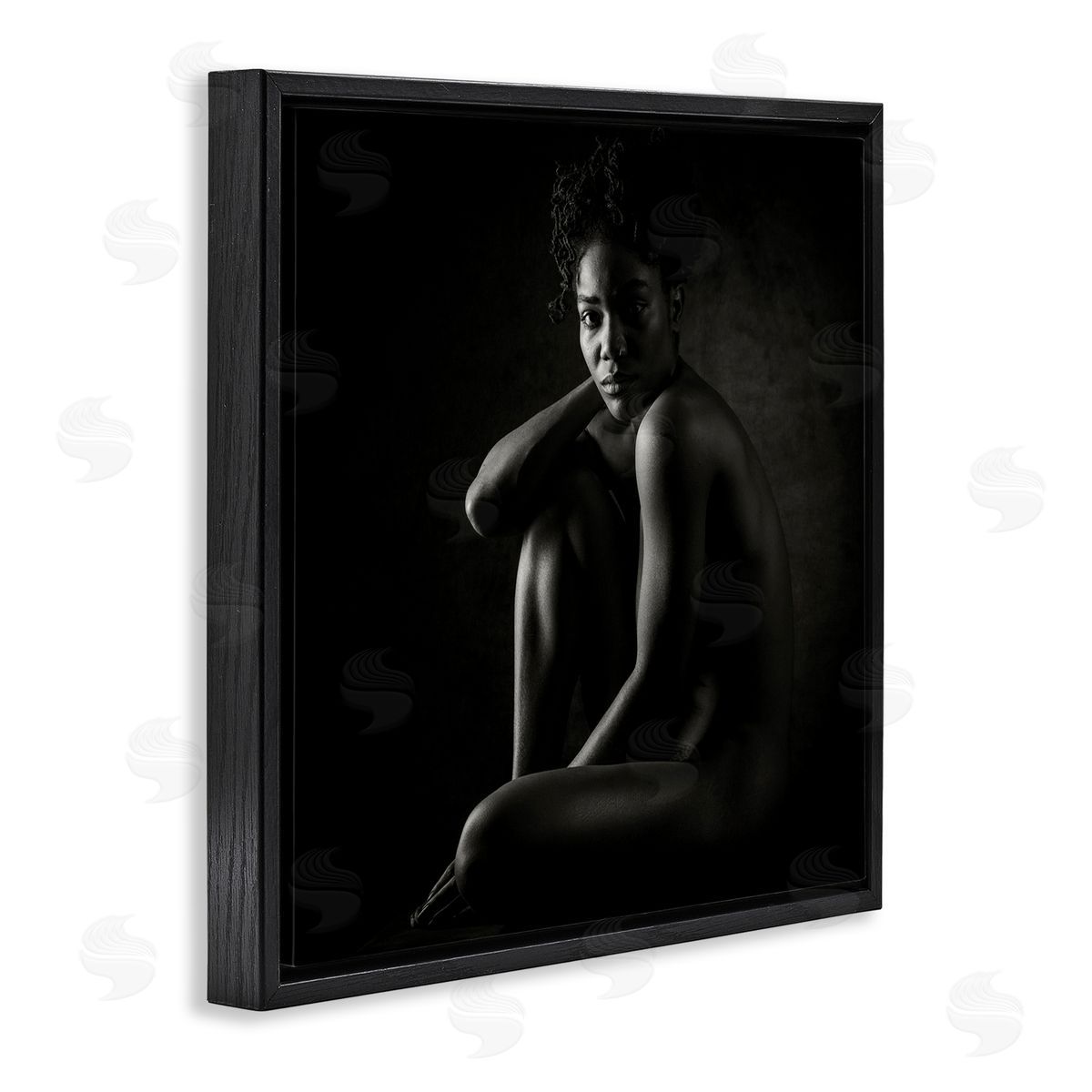 Dan Katz Nude Sitting Portrait Black Floating Frame Canvas Wall Art Print