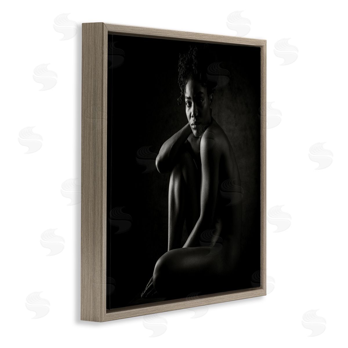 Dan Katz Nude Sitting Portrait Brown Floating Frame Canvas Wall Art Print