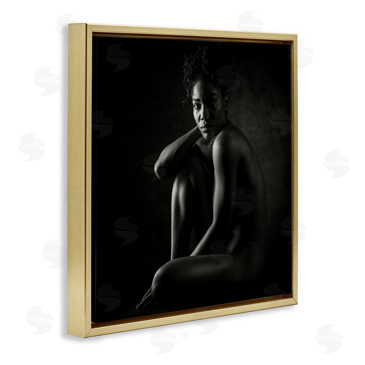 Dan Katz Nude Sitting Portrait Gold Floating Frame Canvas Wall Art Print