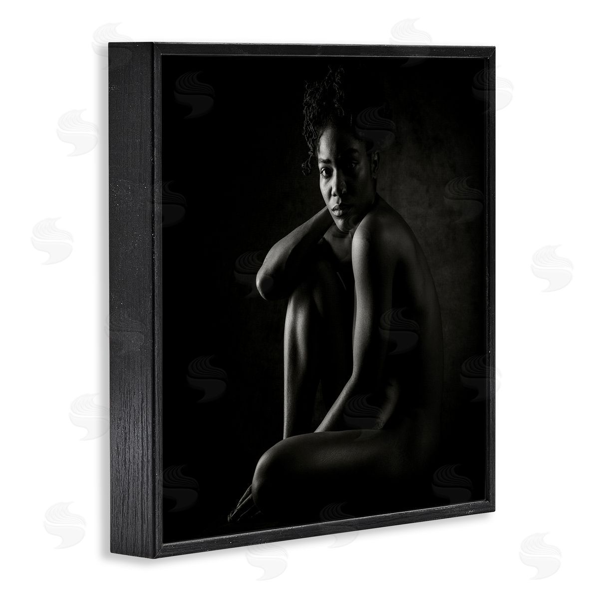 Dan Katz Nude Sitting Portrait Black Framed Giclee Wall Art Print