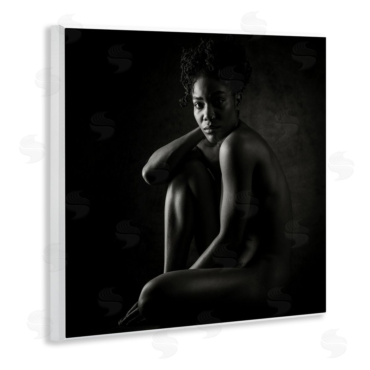Dan Katz Nude Sitting Portrait Wooden Wall Plaque Art Print