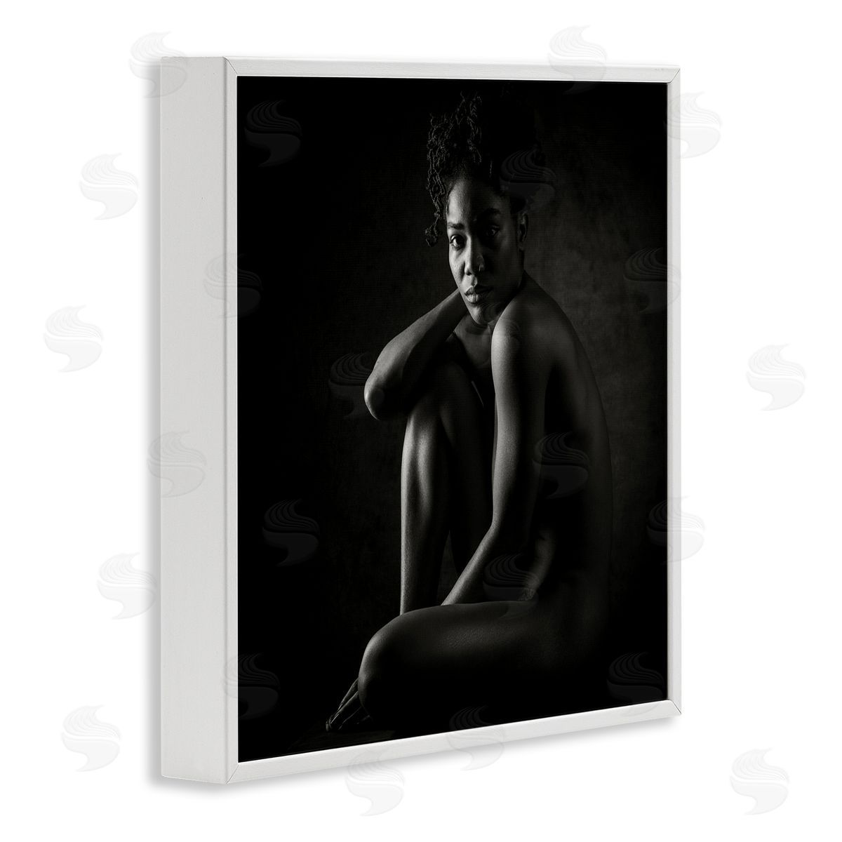 Dan Katz Nude Sitting Portrait White Framed Giclee Wall Art Print