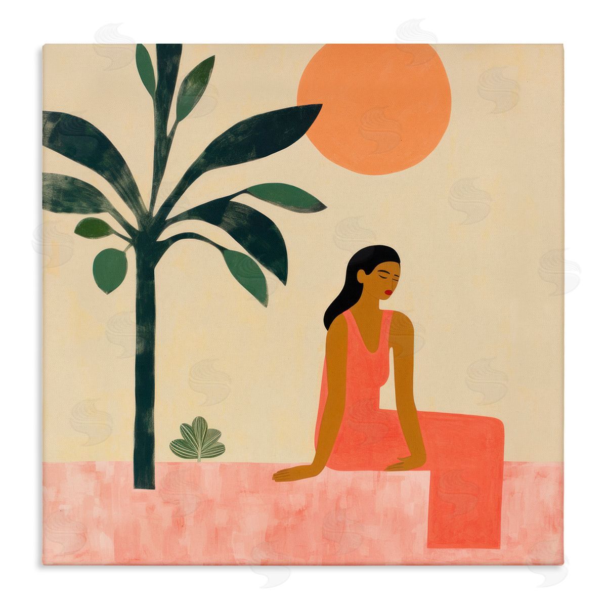 Lazar Studio Tropical Scene & Woman Canvas Wall Art Print