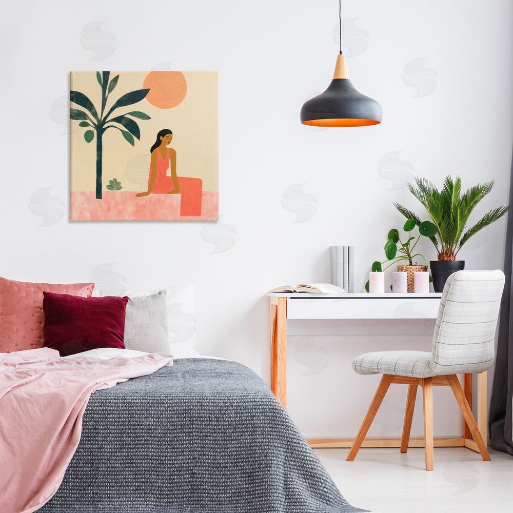 Lazar Studio Tropical Scene & Woman Canvas Wall Art Print in Room