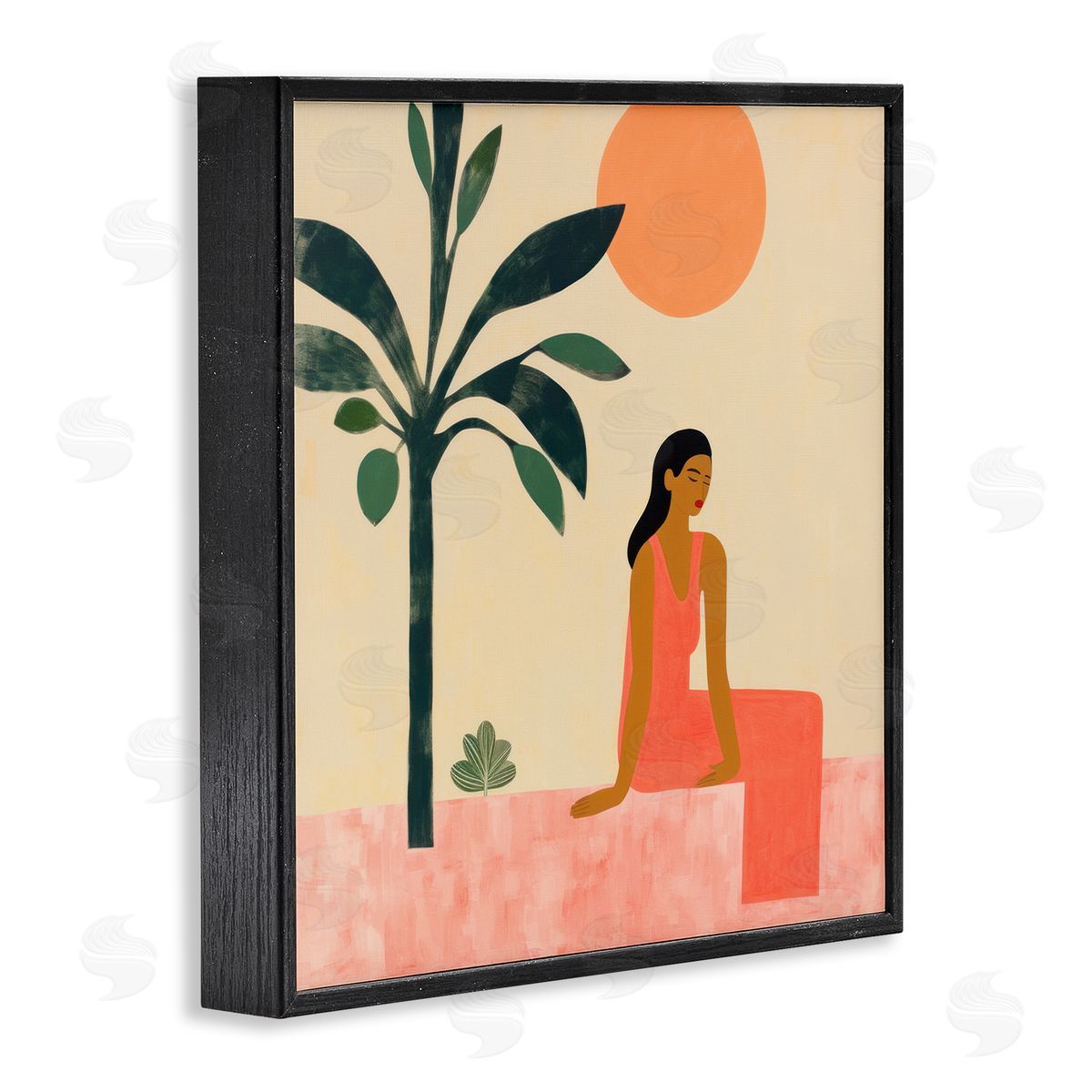 Lazar Studio Tropical Scene & Woman Black Framed Giclee Wall Art Print
