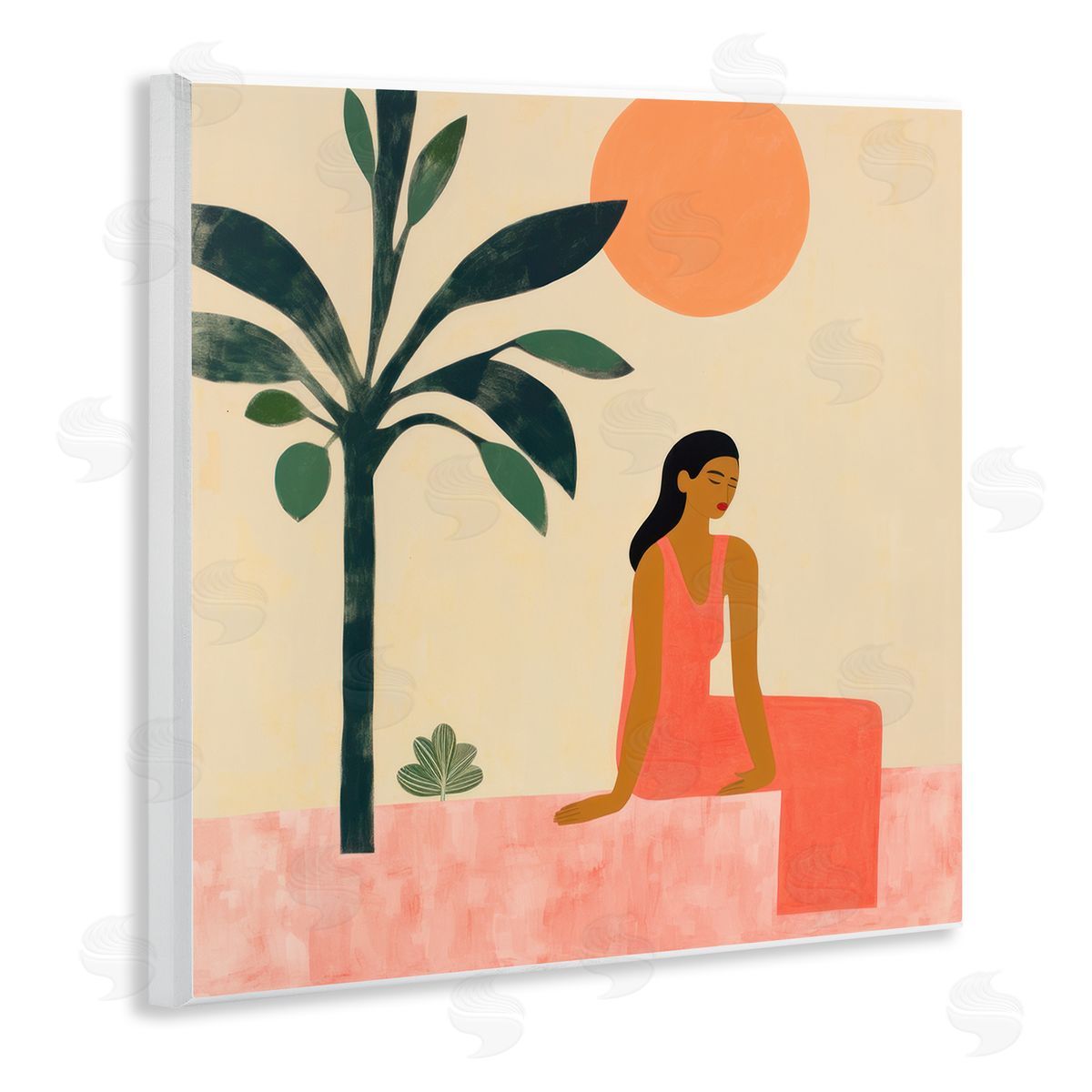 Lazar Studio Tropical Scene & Woman Wooden Wall Plaque Art Print