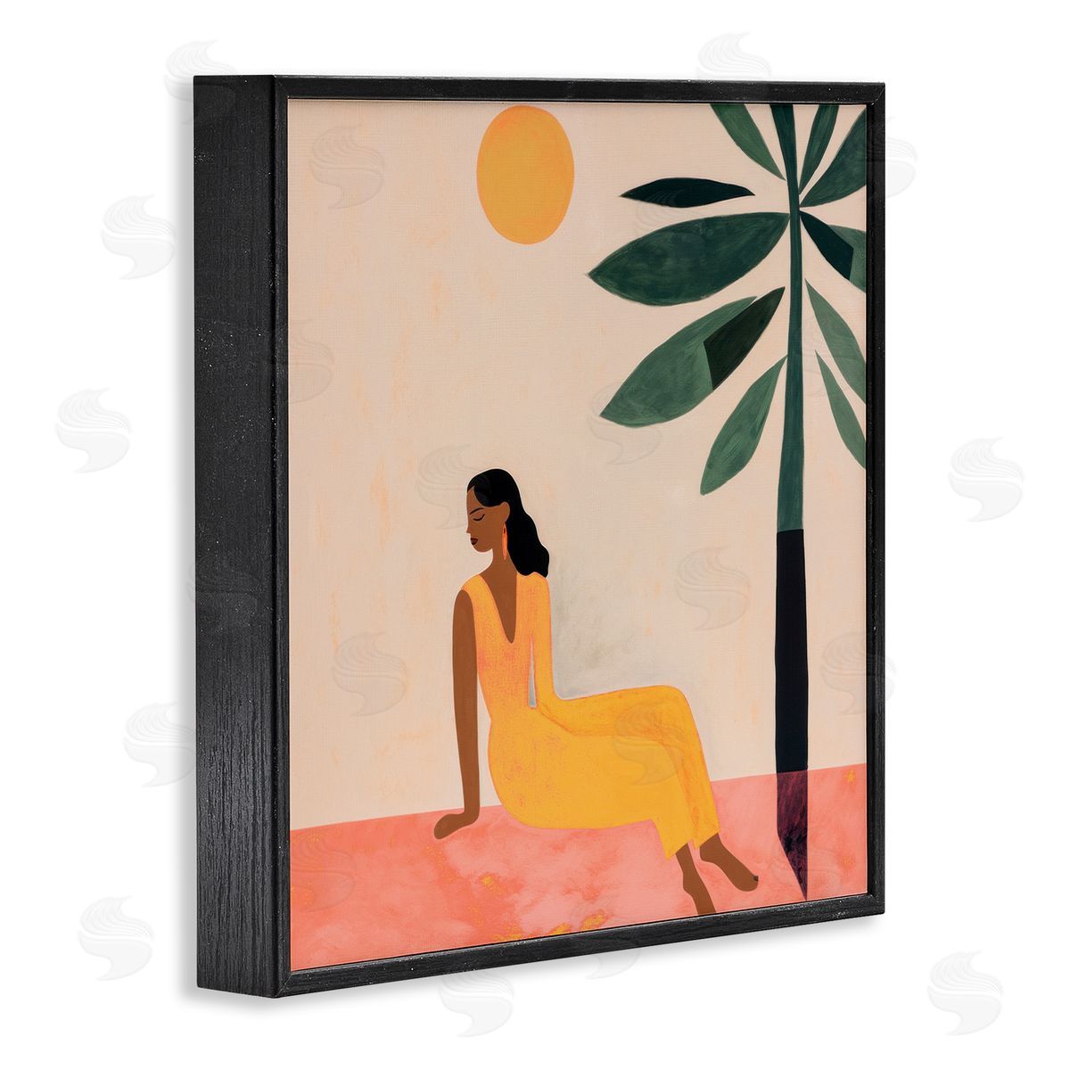 Lazar Studio Tropical Boho Woman Black Framed Giclee Wall Art Print