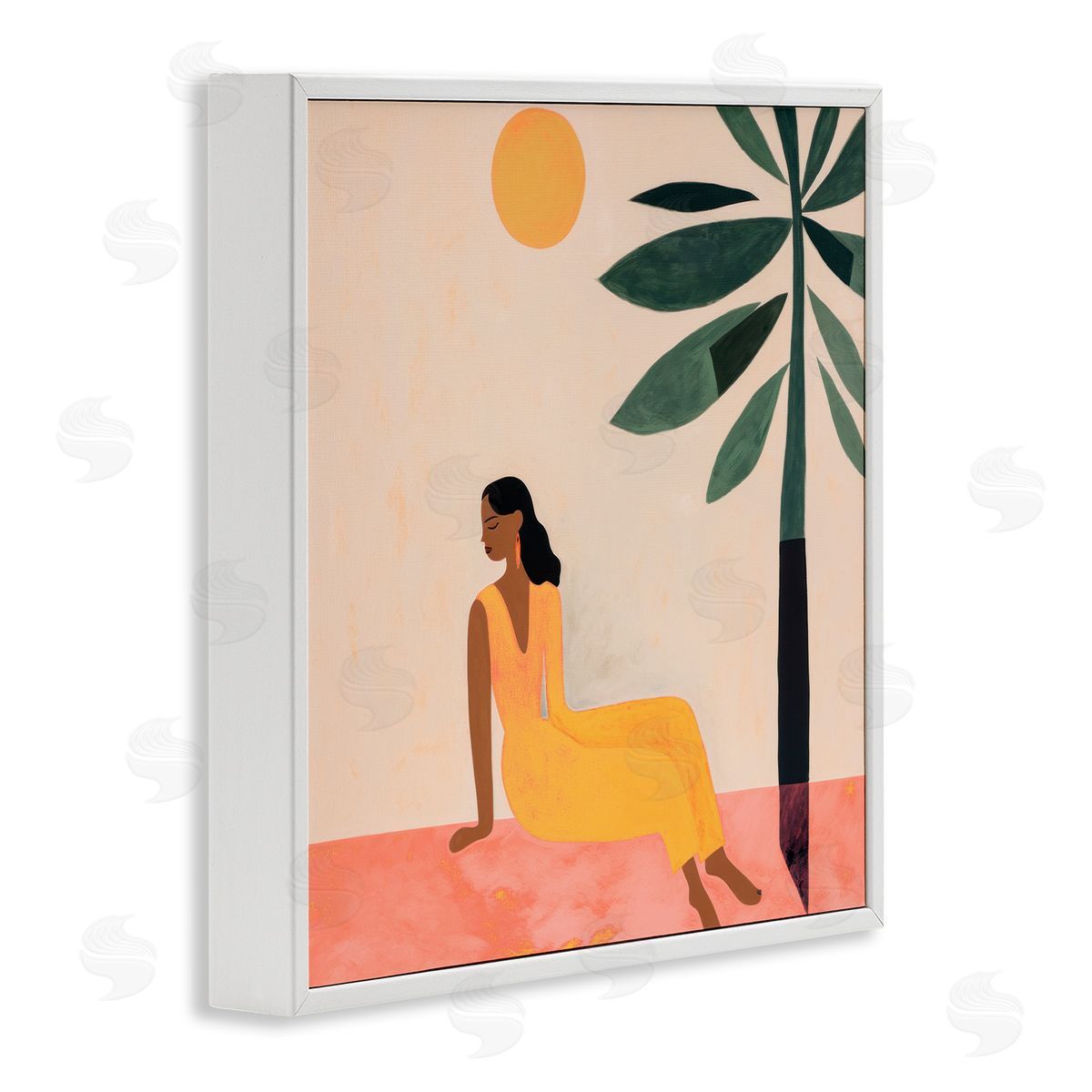 Lazar Studio Tropical Boho Woman White Framed Giclee Wall Art Print