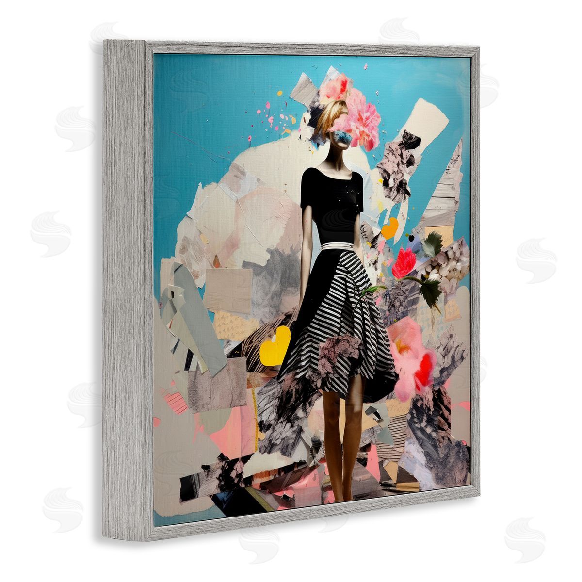 Irena Orlov Surreal Collage Woman Gray Framed Giclee Wall Art Print