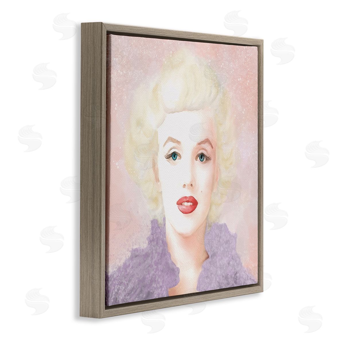 Amy Hall Pastel Marilyn Portrait Brown Floating Frame Canvas Wall Art Print