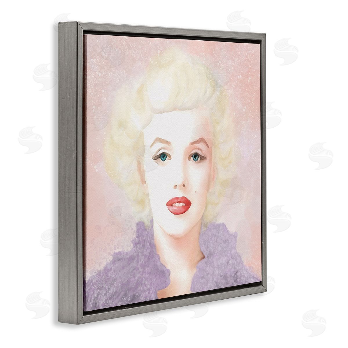 Amy Hall Pastel Marilyn Portrait Gray Floating Frame Canvas Wall Art Print