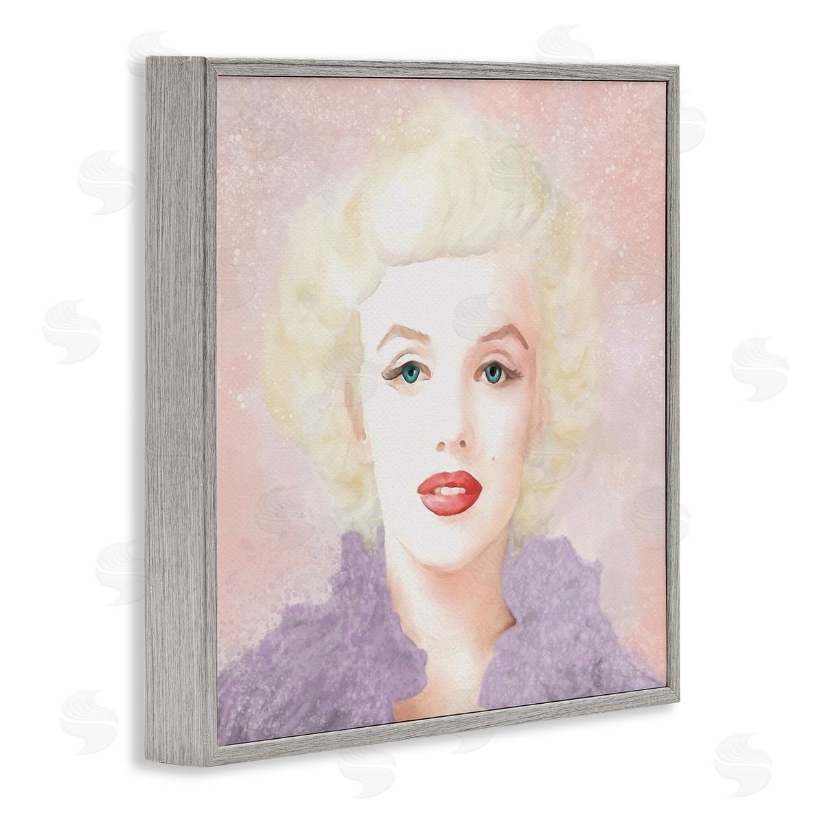 Amy Hall Pastel Marilyn Portrait Gray Framed Giclee Wall Art Print
