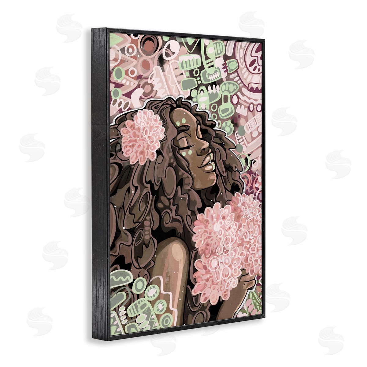 Expressive Patterned Woman Black Frame Print Wall Art, Home Decor by Justin Copeland