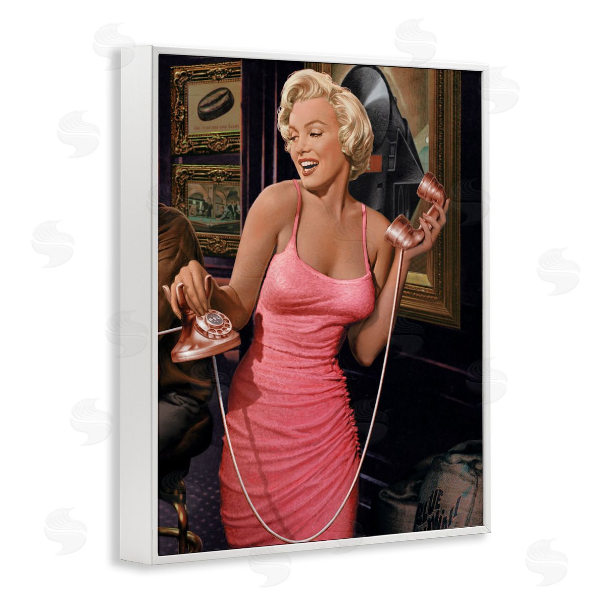 Marilyn's Call Portrait White Frame Print Wall Art, Home Decor by Jadei Graphics