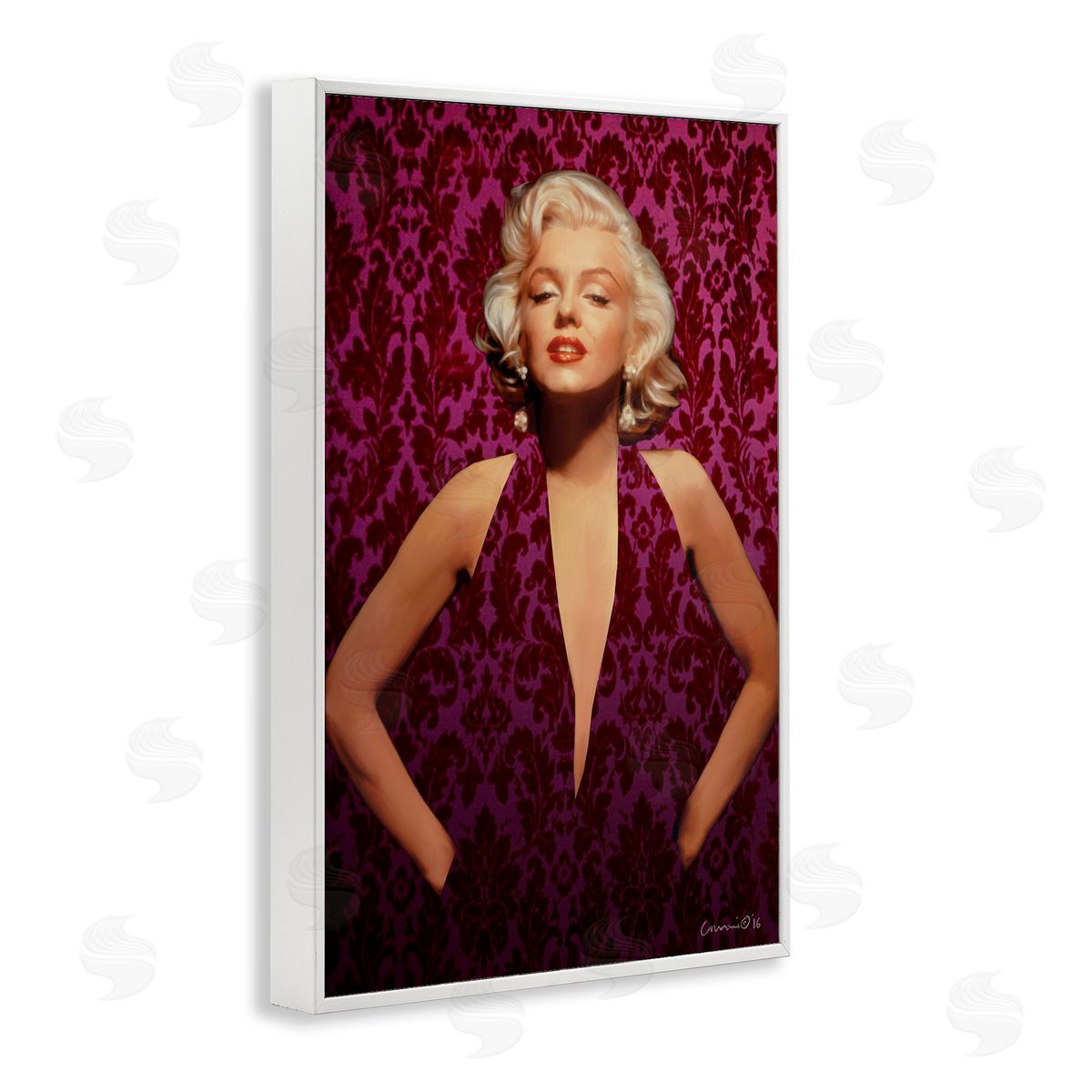 Victorian Patterned Marilyn White Frame Print Wall Art, Home Decor by Jadei Graphics