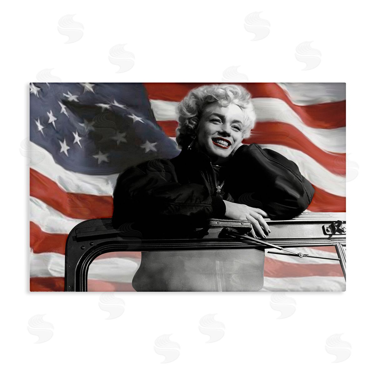 Jadei Graphics Marilyn & Waving Flag Canvas Wall Art Print