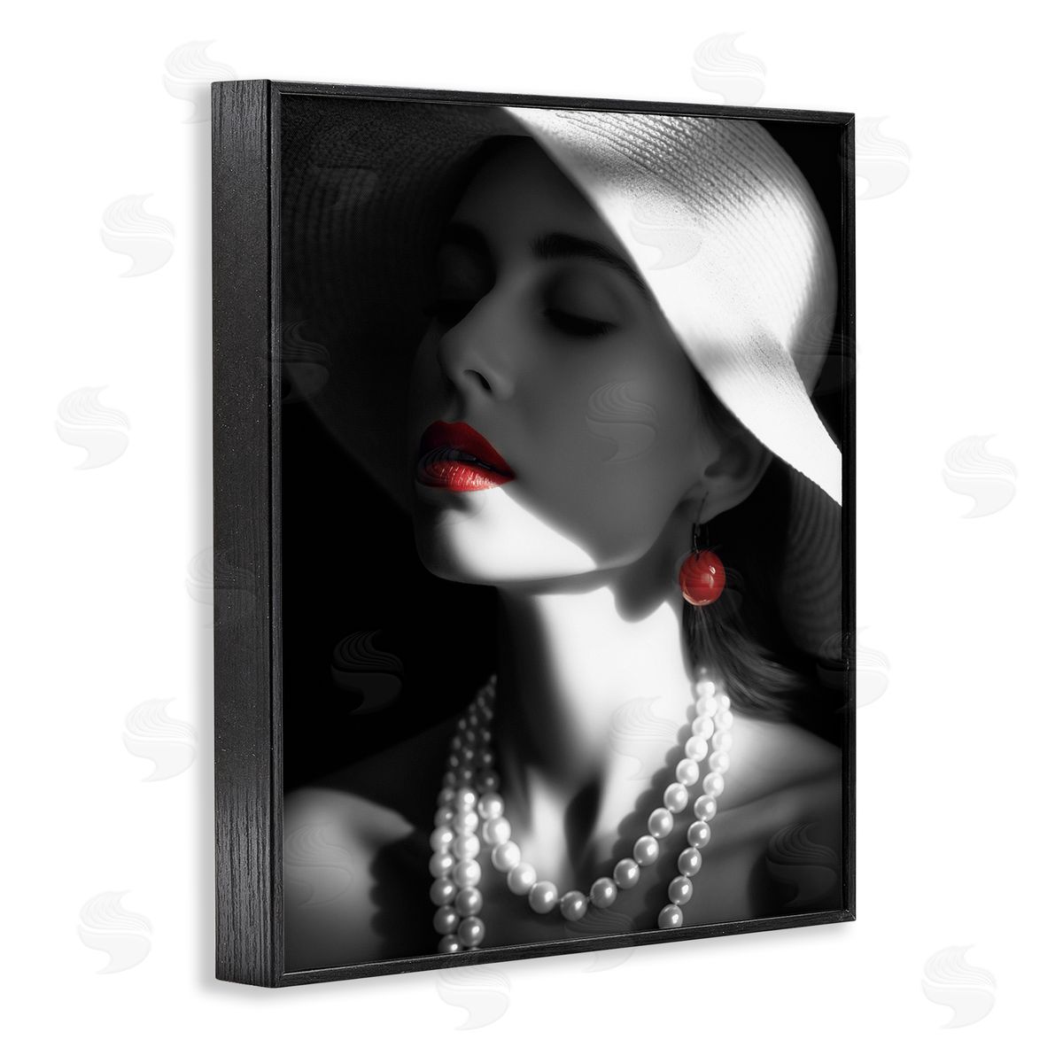 Red Lipstick Fashionista Black Frame Print Wall Art, Home Decor by Ziwei Li