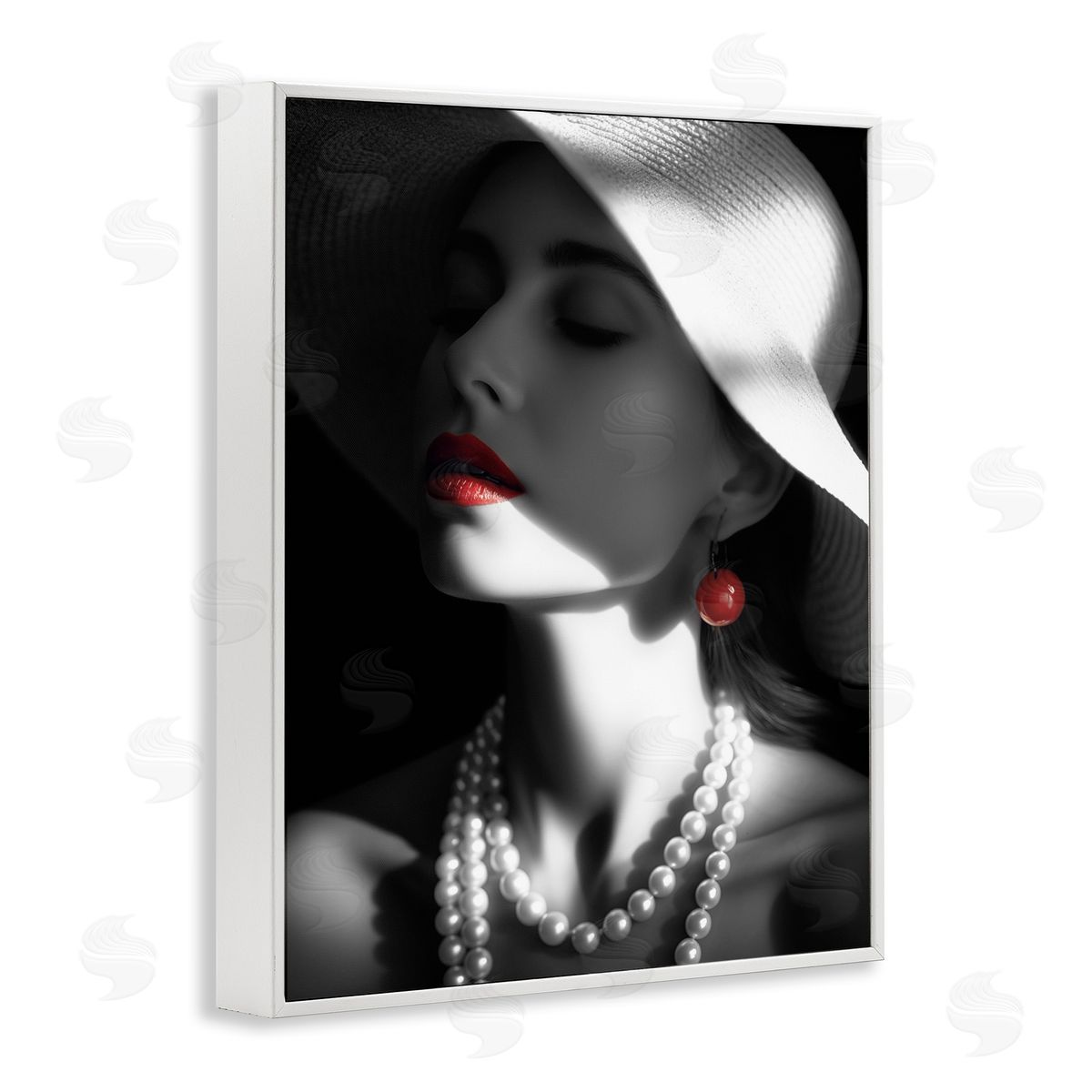 Red Lipstick Fashionista White Frame Print Wall Art, Home Decor by Ziwei Li