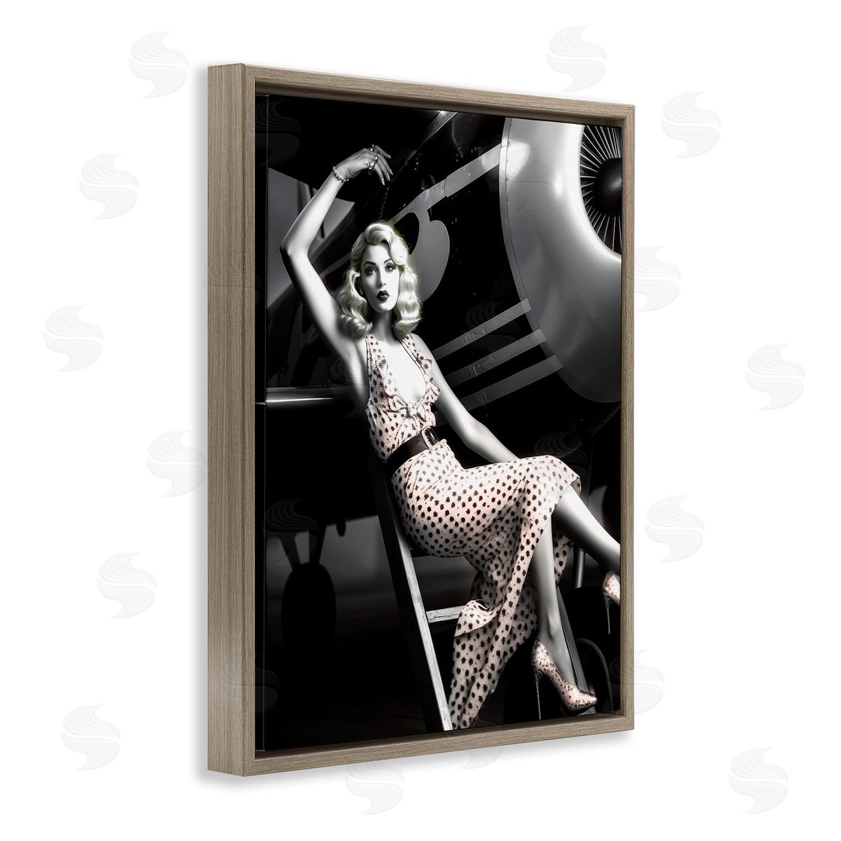 Vintage Fashion Woman Brown Floating Frame Canvas Wall Art, Home Decor by Ziwei Li