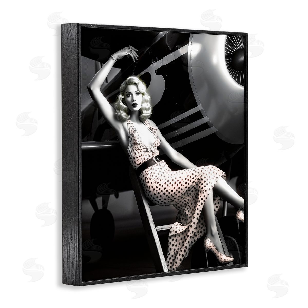 Vintage Fashion Woman Black Frame Print Wall Art, Home Decor by Ziwei Li