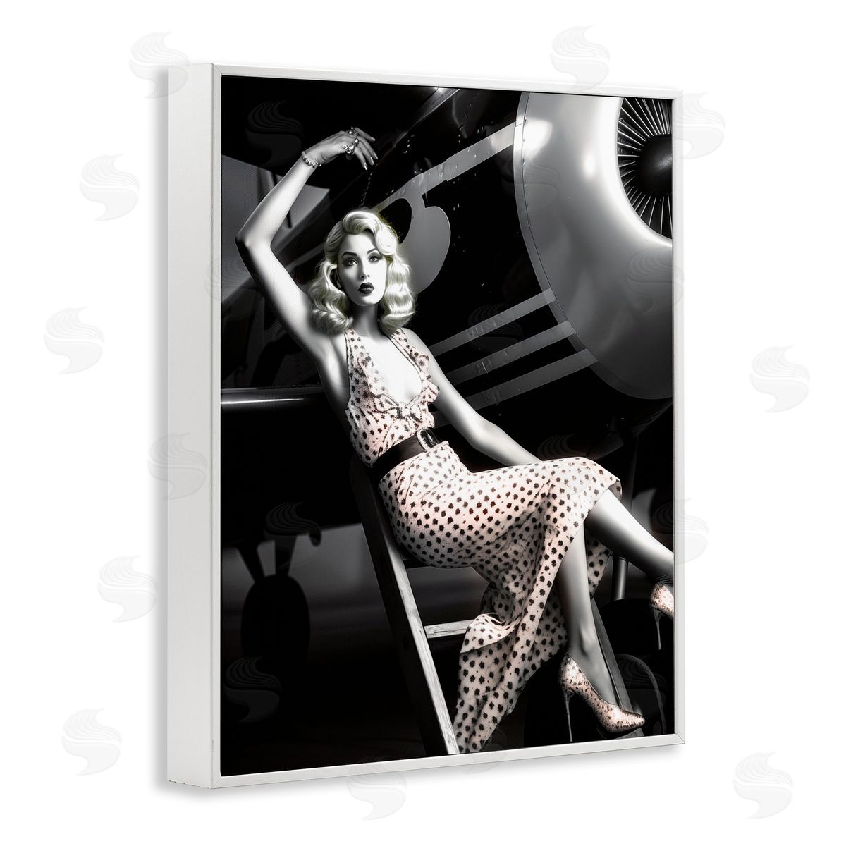 Vintage Fashion Woman White Frame Print Wall Art, Home Decor by Ziwei Li