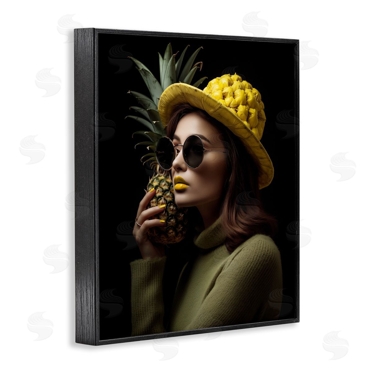 Chic Tropical Woman Black Frame Print Wall Art, Home Decor by Ziwei Li