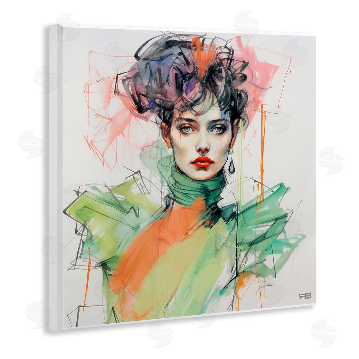 RB Trendy Glam Portrait Wooden Wall Plaque Art Print