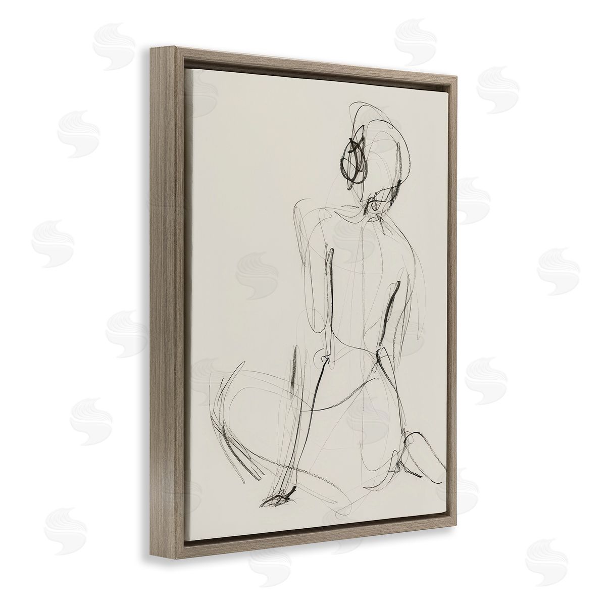Victoria Barnes Nude Figure Study Brown Floating Frame Canvas Wall Art Print