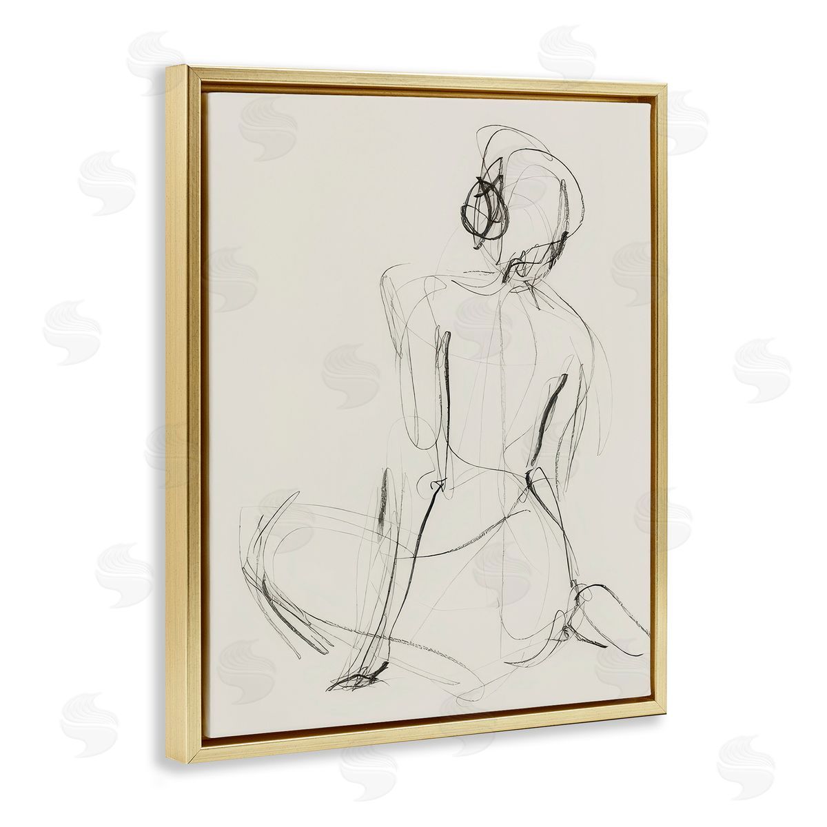 Victoria Barnes Nude Figure Study Gold Floating Frame Canvas Wall Art Print