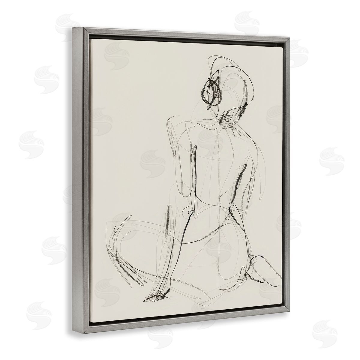 Victoria Barnes Nude Figure Study Gray Floating Frame Canvas Wall Art Print