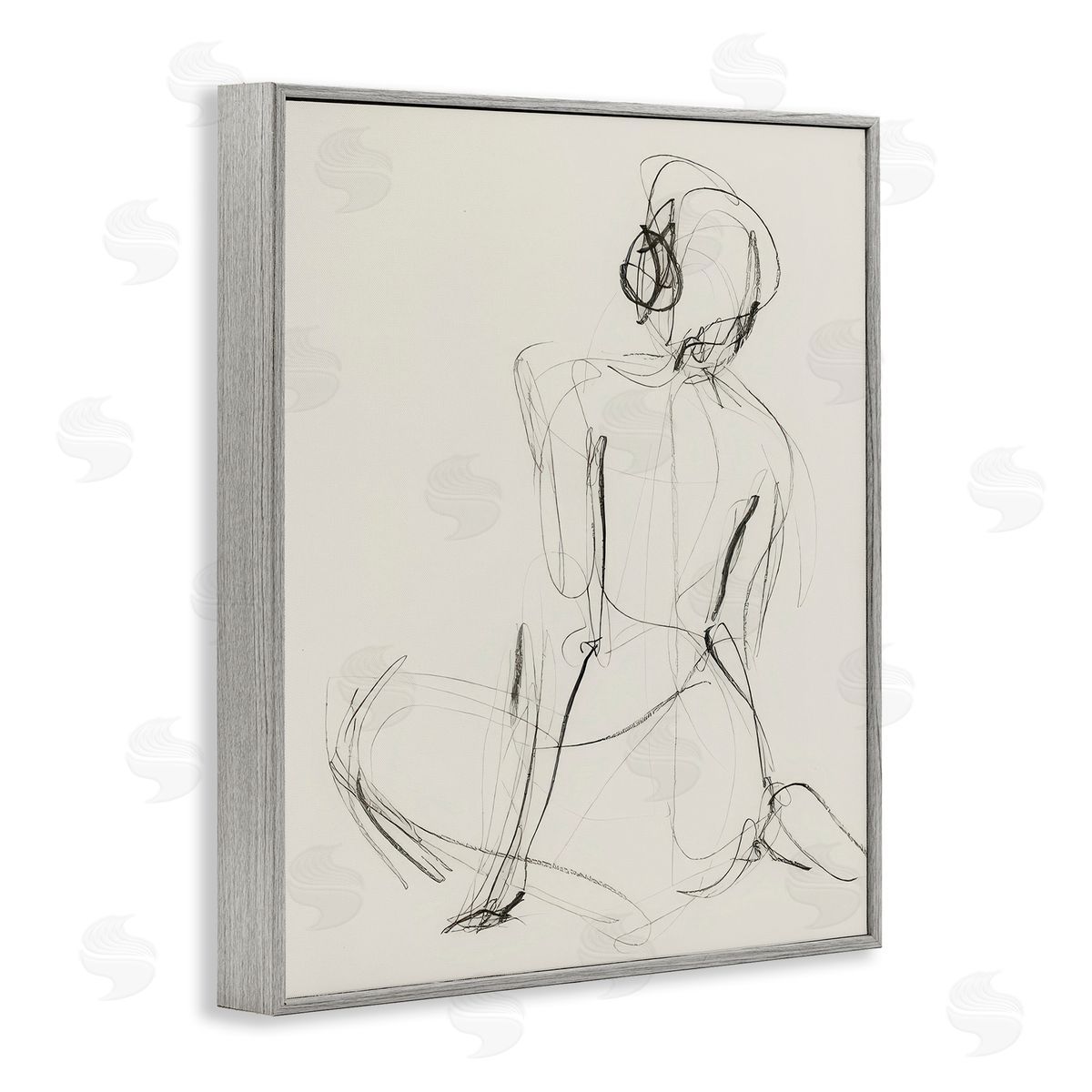 Victoria Barnes Nude Figure Study Gray Framed Giclee Wall Art Print