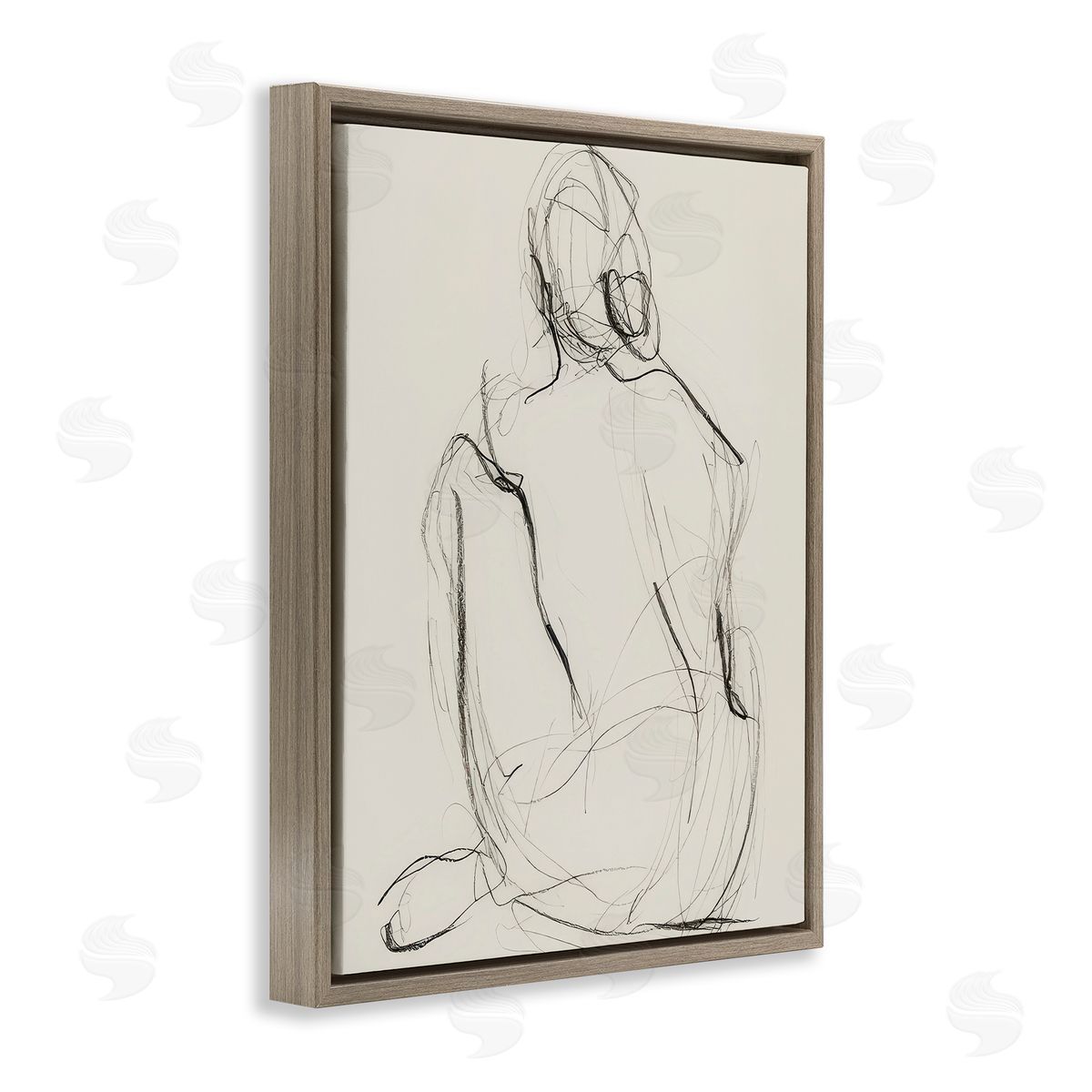 Victoria Barnes Nude Figure Drawing Brown Floating Frame Canvas Wall Art Print
