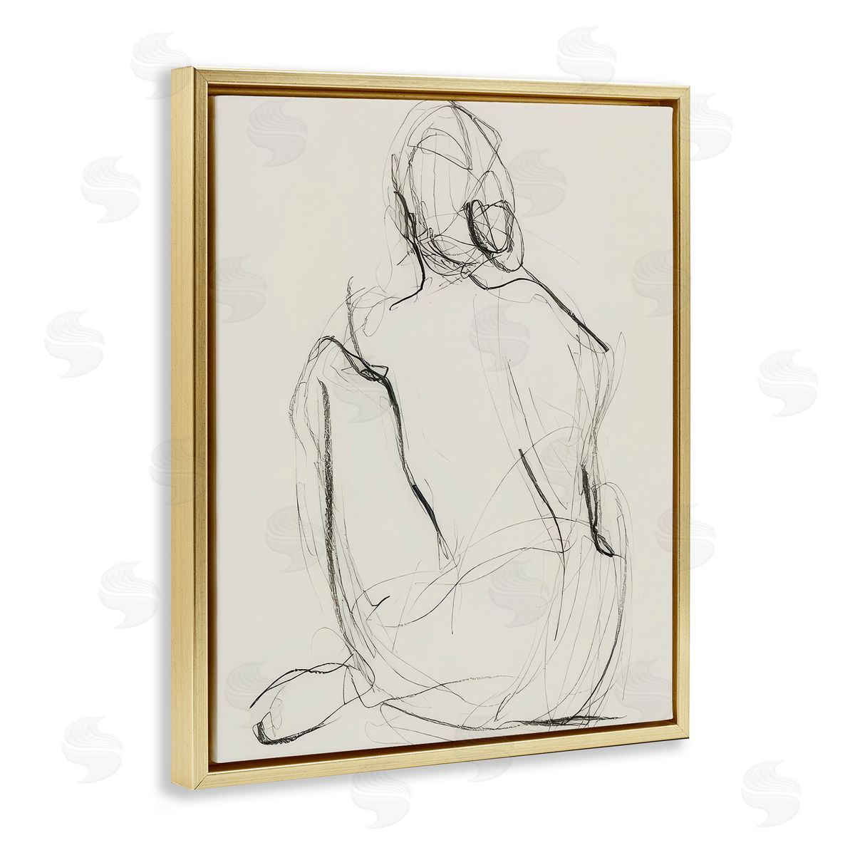 Victoria Barnes Nude Figure Drawing Gold Floating Frame Canvas Wall Art Print