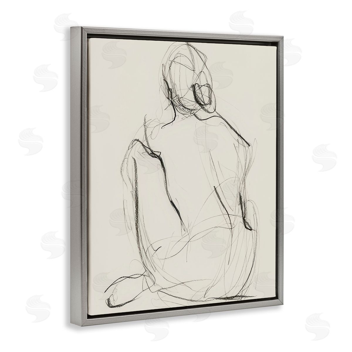 Victoria Barnes Nude Figure Drawing Gray Floating Frame Canvas Wall Art Print