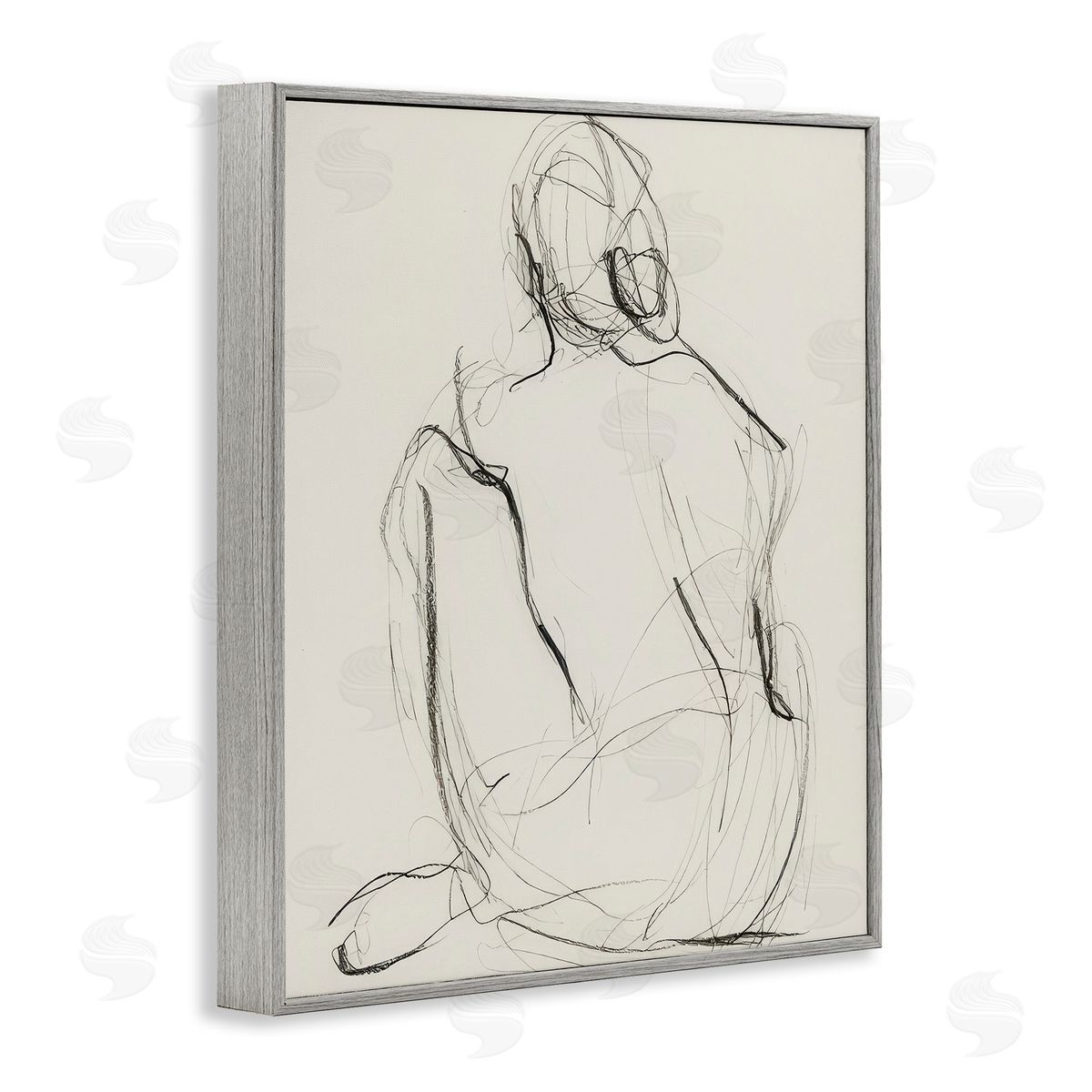 Victoria Barnes Nude Figure Drawing Gray Framed Giclee Wall Art Print